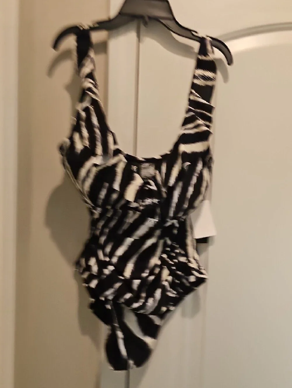 DKNY Black & White Zebra-Print One-Piece Swimsuit - Picture 3 of 6